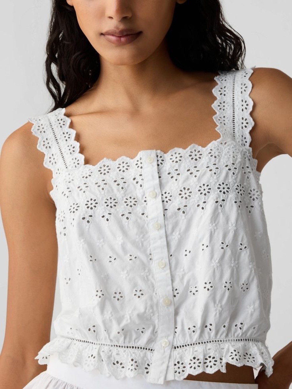 DÔEN x GAP Cropped Eyelet Lace Tank Top
